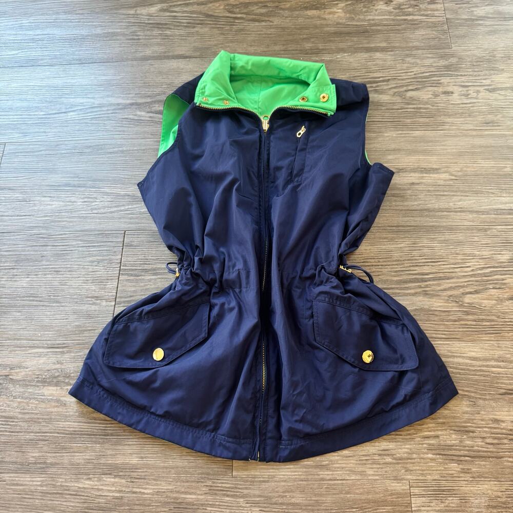 Ralph Lauren Reversable Windbreaker Navy Green Cinch Waist Multi Pocket SZ M